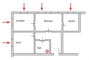 Badentlüftung mit arimeo: Grundriss