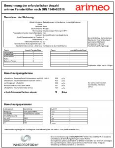 Berechnung Anzahl arimeo Fensterlüfter nach DIN 1946-6 weiterhin kostenlos trotz Sortimentsumstellung